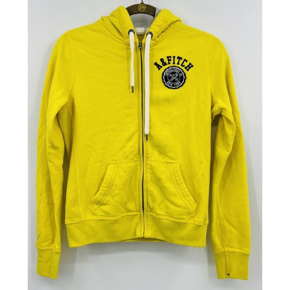 Abercrombie and Fitch Hoodie Women's Medium Yellow Jacket Vintage Preppy Y2K